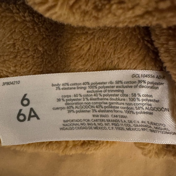 blue hoodie jacket brand carters boy kids size 6 full zipper and brown inner - Picture 3 of 6